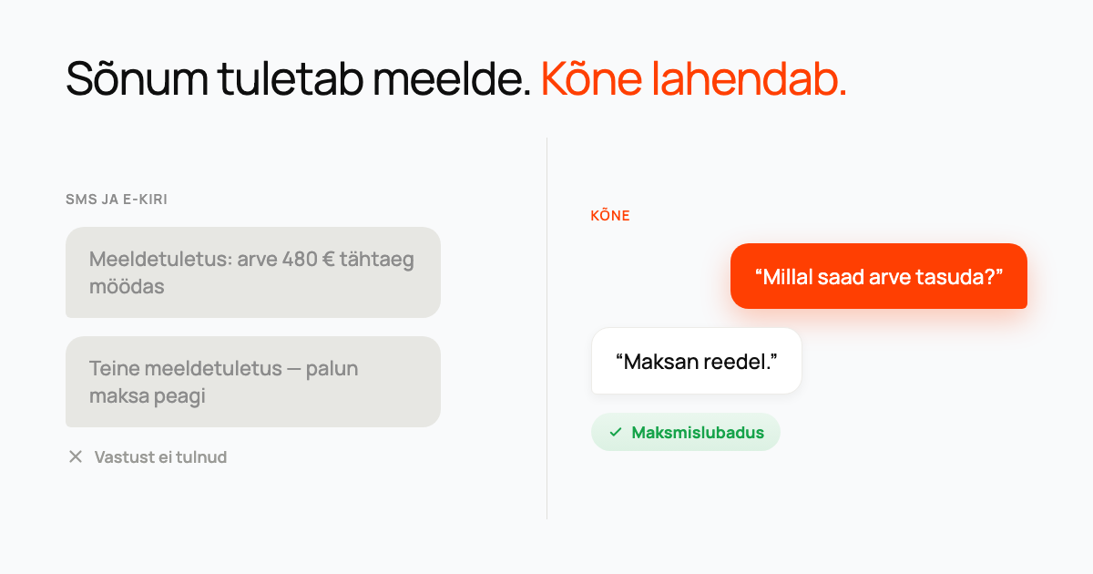 Jututullid, mis näitavad kahte eiratud meeldetuletust märkega 'vastust ei tulnud' kõne kõrval, mis lõppeb maksmislubadusega.